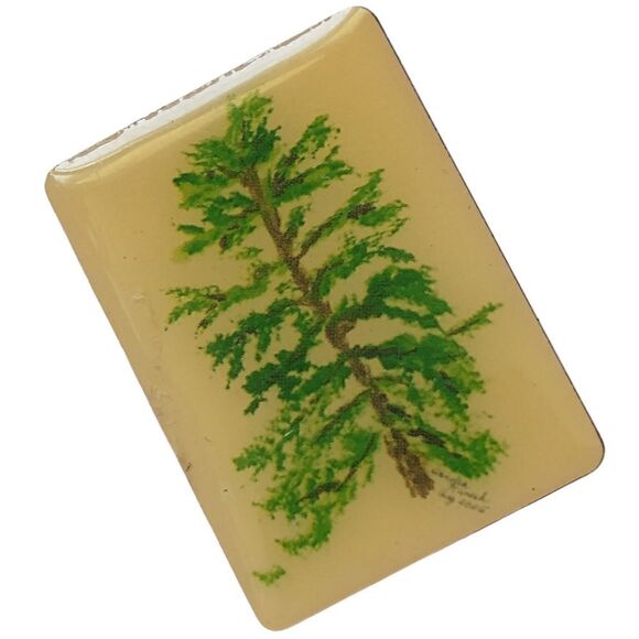 Artist Handpainted Pine Tree Pin Tie Tack Lapel Pin Brooch Fir Enameled 2005. C - Picture 10 of 12